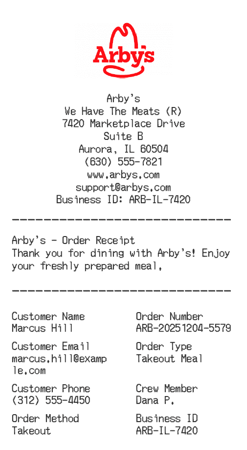 Arby's Receipt Logo