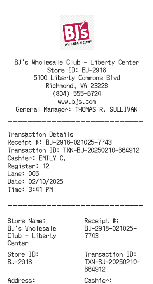 Bjs Receipt Logo