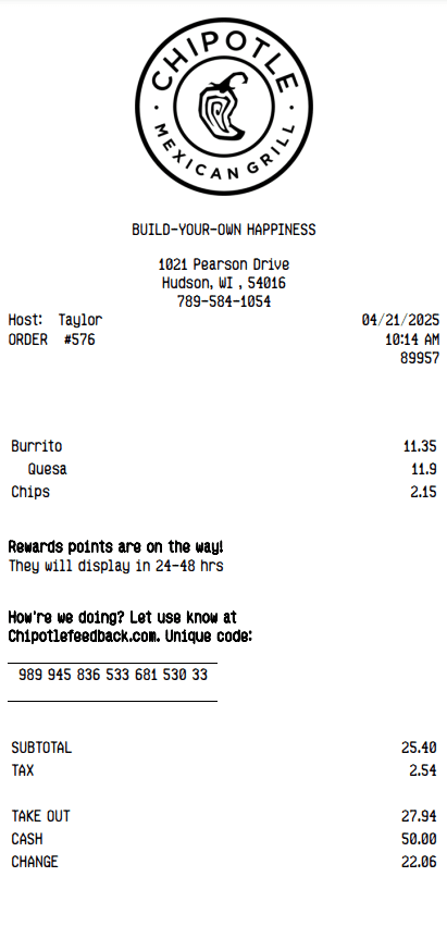 Chipotle Receipt Logo
