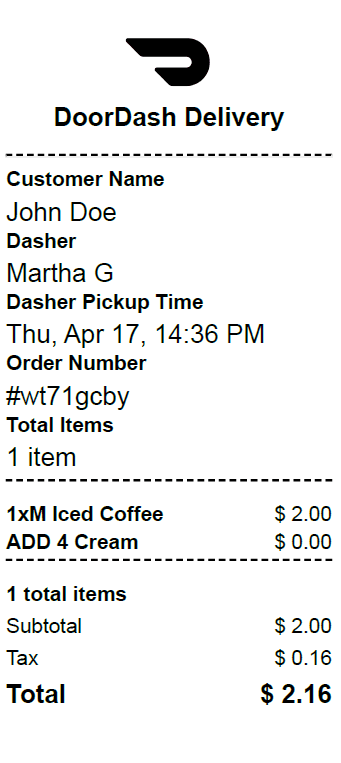 DoorDash Receipt Logo