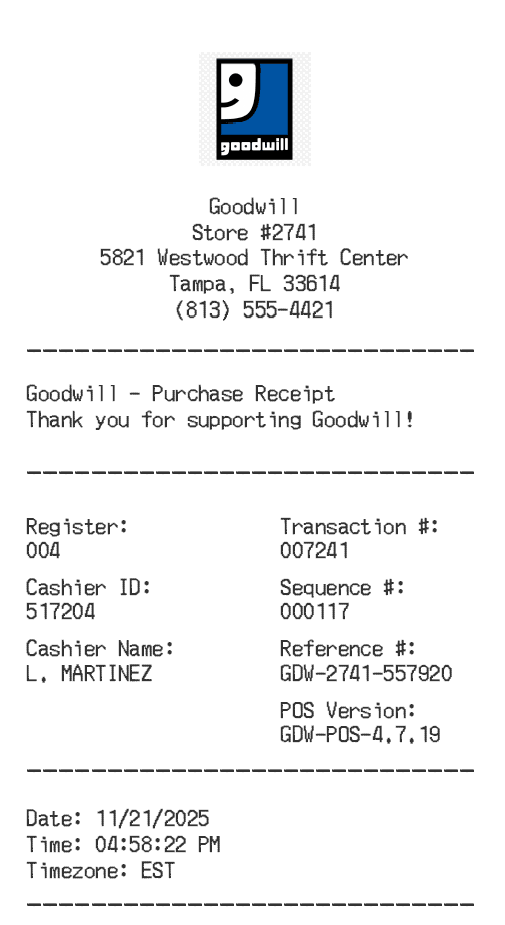 Goodwill Receipt Logo