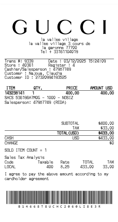 Gucci Receipt Logo