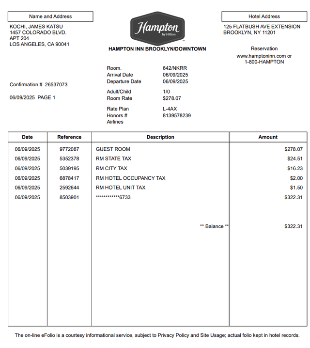 Hampton Hotel Receipt Logo