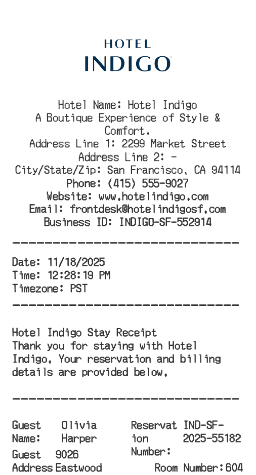 Hotel Indigo Receipt Logo