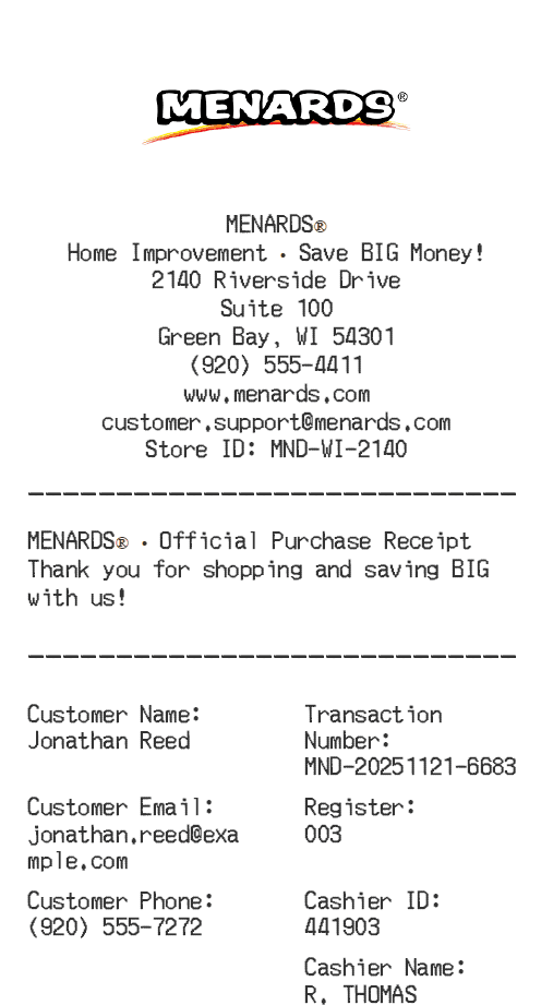 Menards Receipt Logo