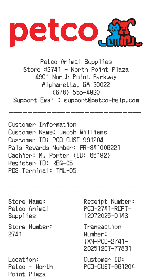 Petco Receipt Logo
