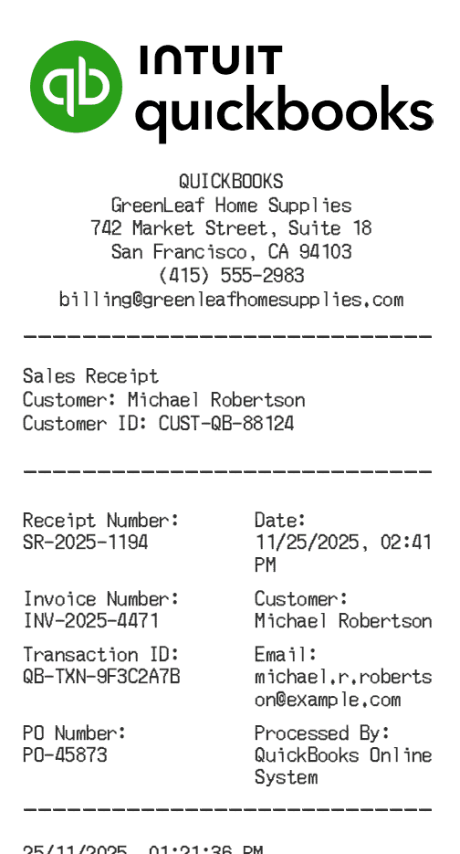 Quick Books Receipt Logo