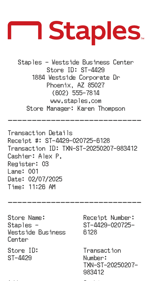 Staples Receipt Logo