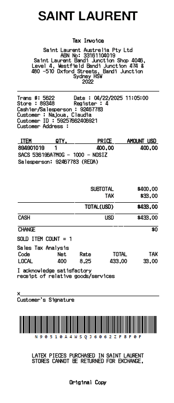 Ysl Receipt Logo