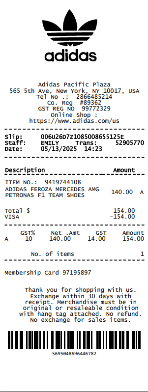 Adidas Receipt Logo