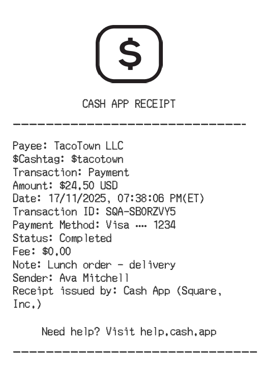 Cash App Receipt Logo