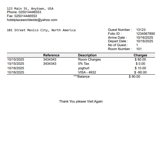 Hotel Receipt Logo