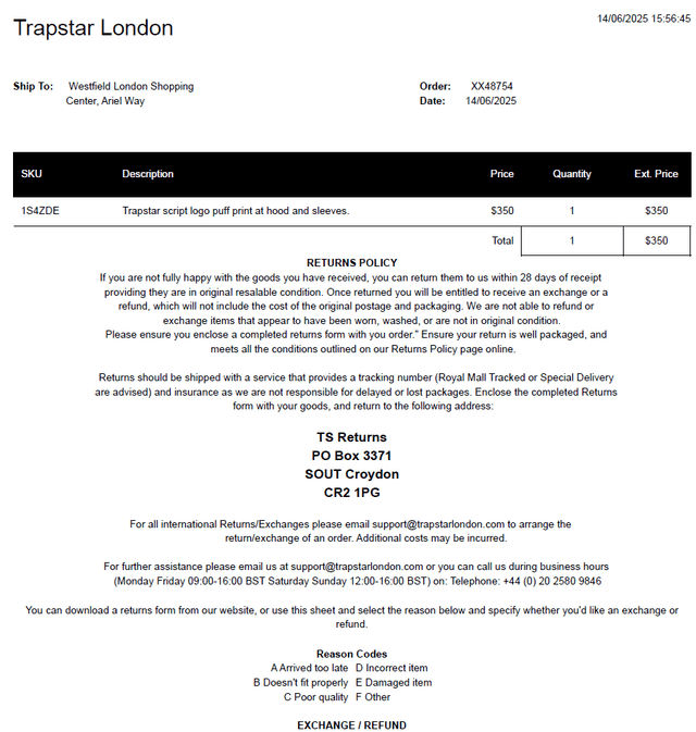 Trapstar Receipt Logo