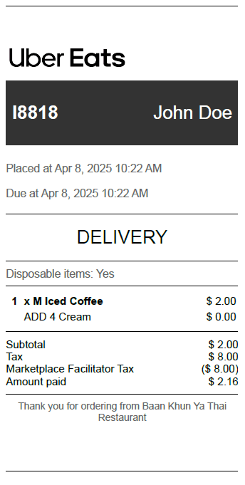 Uber Eats Receipt Logo