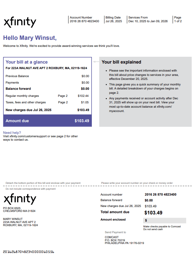 Xfinity Receipt Logo